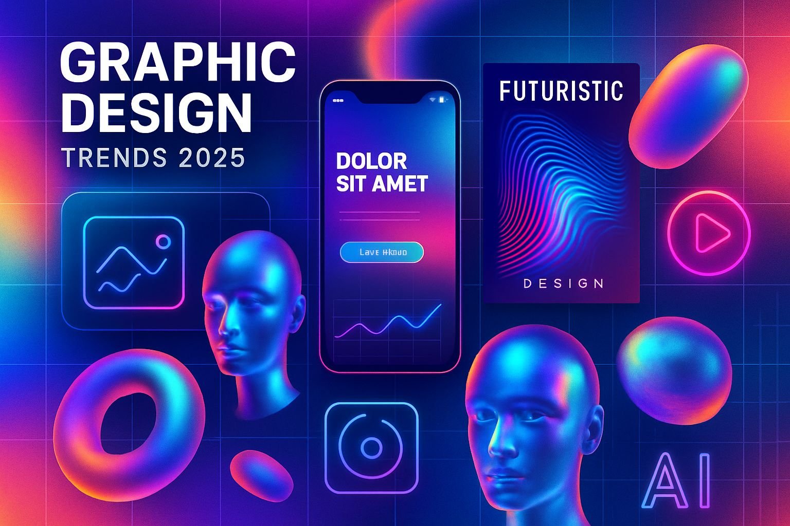8 graphic design trends 2025: AI-powered design, 3D typography, motion graphics, and sustainable visual practices